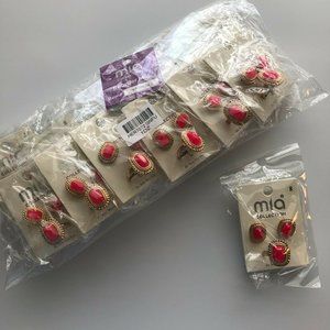 12 MIA Coral / Gold Tone Earring & Ring Set 6,7,8